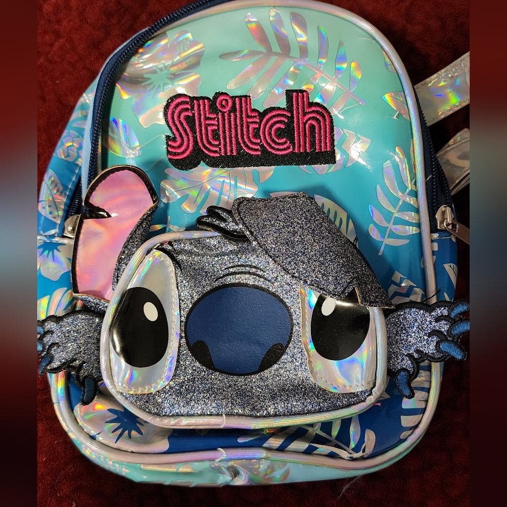 NWT...Toddler STITCH Backpack with Blue and Silver/Holographic Accents